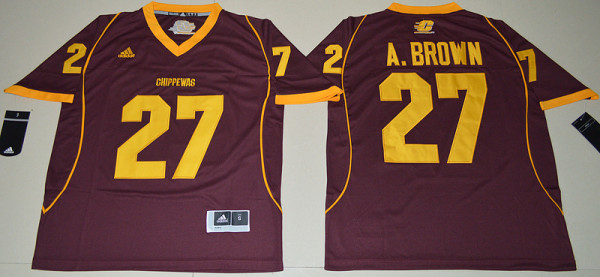 NCAA Central Michigan Chippewas #27 Antonio Brown College Football Maroon Jersey