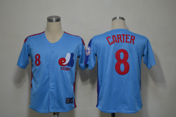 Mlb Montreal Expos 8 Carter Blue Throwback Jerseys