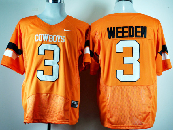 NCAA Oklahoma State Cowboys Weeden #3 orange jersey