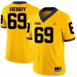 NCAA Michigan Wolverines #69 Henry Yellow Football Jersey