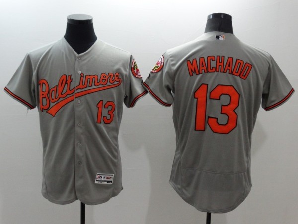 Majestic MLB Baltimore Orioles #13 Machadd Elite Grey Jerseys