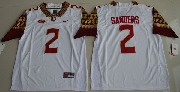 NCAA Florida State Seminoles #2 Deion Sanders Limited Football White Jersey