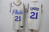 Nike NBA Philadelphia 76ers #21 Embiid Cream Jersey