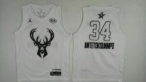 NBA Milwaukee Bucks #34 Antetokounmpo White 2018 All Star Jersey