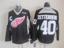 NHL Detroit Red wings #40 Zetterberg Black New Jersey with C Patch