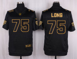 Mens Chicago Bears #75 Long Pro Line Black Gold Collection Jersey