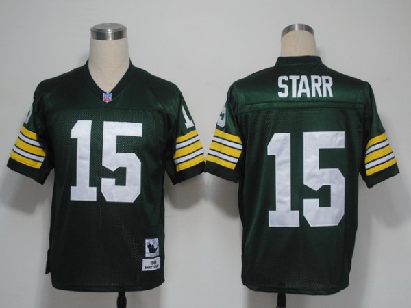 NFL Jerseys Green Bay Packers 15 starr green m&n
