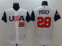 2017 World Baseball USA #28 Posey White Classic Jersey