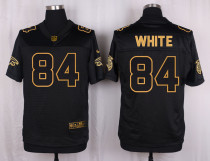 Mens Atlanta Falcons #84 White Pro Line Black Gold Collection Jersey