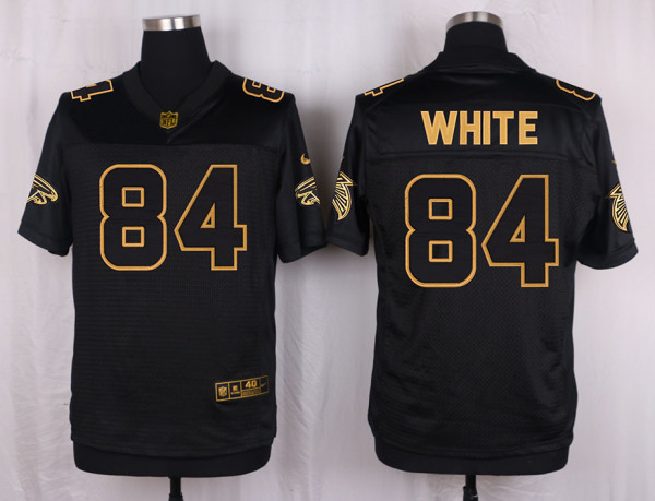 Mens Atlanta Falcons #84 White Pro Line Black Gold Collection Jersey