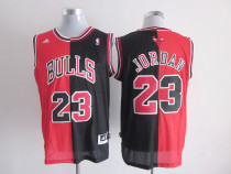 NBA Adidas Bulls #23 Jorden Red/Black Split Jersey