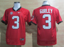 NCAA Georgia Bulldogs Todd Gurley 3 Red 2012 SEC Patch College Football Jersey