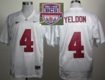 2013 BCS National Championship Alabama Crimson #4 Yeldon White Authentic NCAA Football Jersey