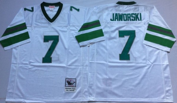 NFL Philadelphia Eagles #7 Jaworski White Throwback Jersey