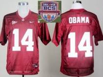 2013 BCS National Championship Alabama Crimson 14 Obama Red Football Jersey