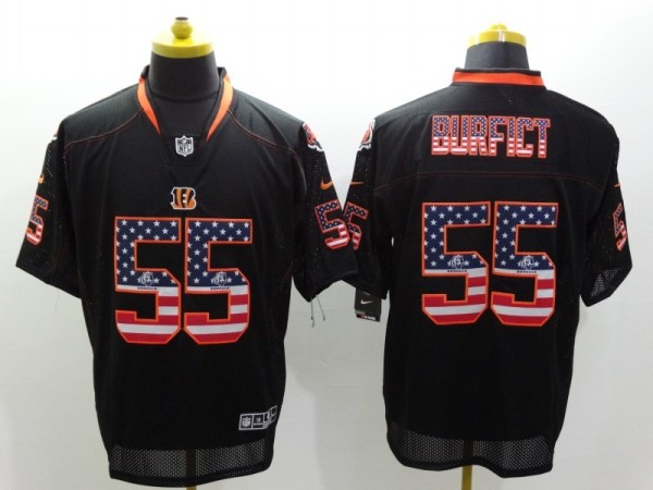 Nike Cincinnati bengals #55 Vontaze Burfict USA Flag Fashion Black Elite Jersey
