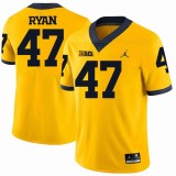 NCAA Michigan Wolverines #47 Ryan Yellow Football Jersey