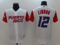 2017 World Baseball Puerto Rico #12 Lindor White Classic Jersey