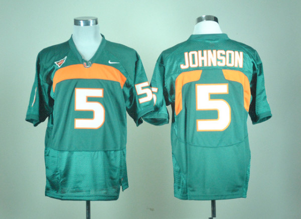 NCAA Nike Miami Hurricanes #5 Andre Johnson Green Jersey