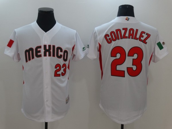 2017 World Baseball Mexico #23 Gonzalez White Classic Jersey