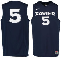 Nike Xavier Musketeers #5 Basketball Jersey Navy Blue