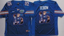 NCAA Florida Gators Blue #15 Tebow Fashion Jersey