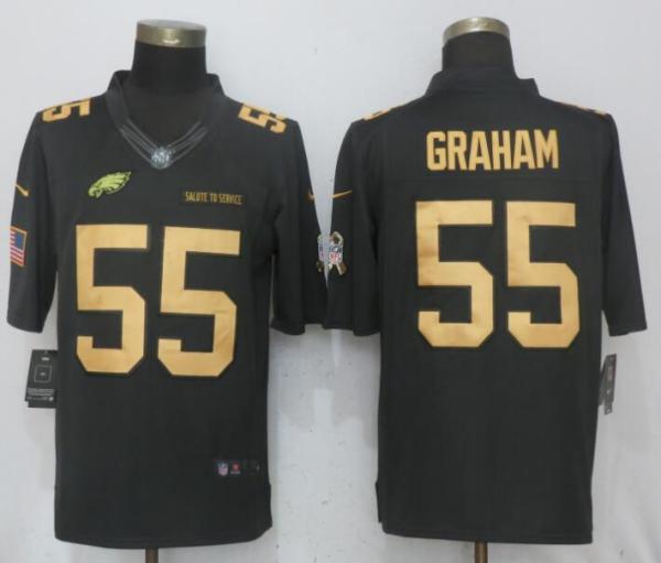 New Nike Philadelphia Eagles 55 Graham Gold Anthracite Salute To Service Limited Jersey