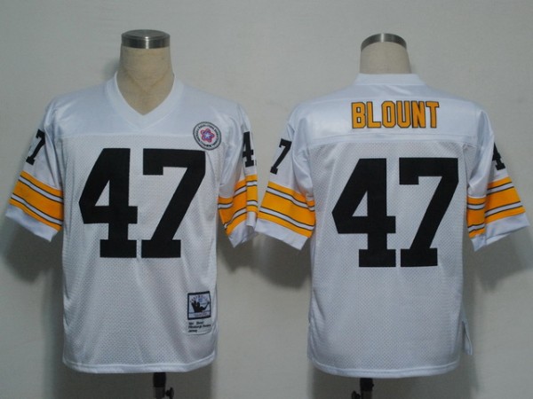 #47 Mel Blount white Pittsburgh Steelers Throwback Jersey