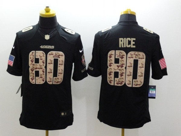 Nike San Francisco 49ers #80 Rice Black Salute TO Service Jersey