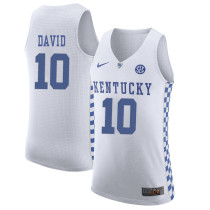 NCAA Basketball Kentucky Wildcats #10 David College White Jersey