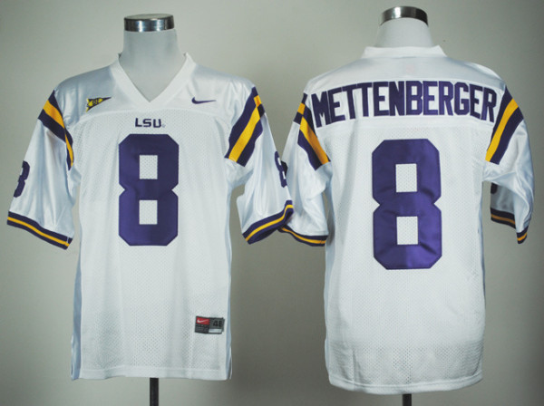 Nike LSU Tigers Zach Mettenberger 8 White College Football Jersey