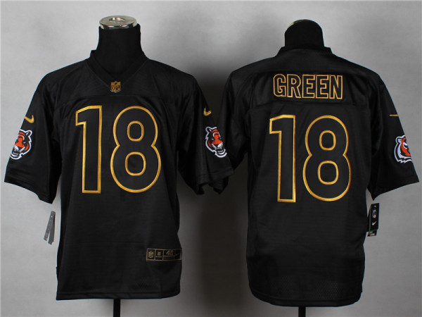 Nike Cincinnati Bengals 18 Green  Fashion Black Elite Jerseys