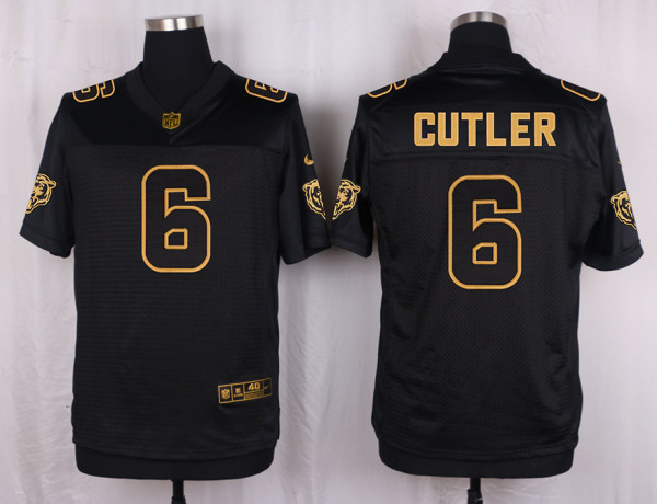 Mens Chicago Bears #6 Cutler Pro Line Black Gold Collection Jersey