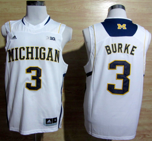NCAA Michigan Wolverines #3 Trey Burke White Baseketball Jersey
