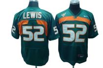 NCAA Miami Hurricanes #52 R.LEWIS green jersey