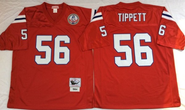 NFL New England patriots #56 Tippett Red Throwack Jersey