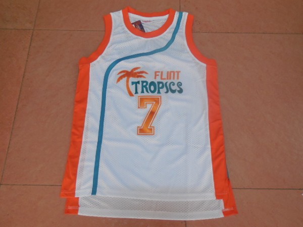 Flint Tropscs #7 Coffee Black White Basektball Jersey