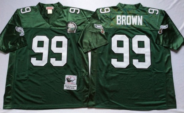 NFL Philadelphia Eagles #99 Brown Green Throwback Jersey