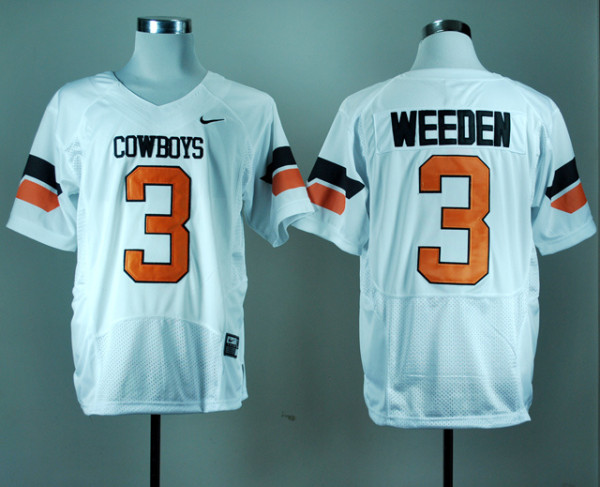 Nike Oklahoma State Cowboys Brandon Weeden 3 White Pro Combat College Football Jersey