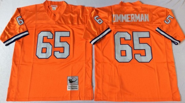 NFL Denver Broncos #65 Zimmerman Orange Throwback Jersey
