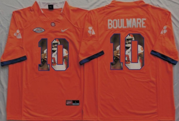NCAA Clemson Tigers Orange #10 Boulware Orange Fashion Jersey
