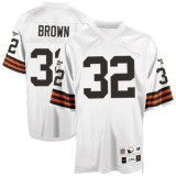 #32 Jim Brown White NFL Cleveland Browns Throwback Jersey
