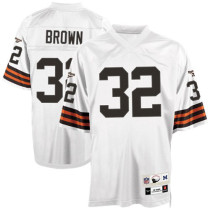 #32 Jim Brown White NFL Cleveland Browns Throwback Jersey