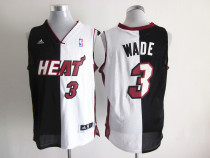 2013 NBA Adidas Heats #3 Wade Split jersey White&Black