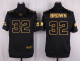 Mens Cleveland Browns #32 Brown Pro Line Black Gold Collection Jersey