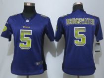 Women New Nike Minnesota Vikings 5 Bridgewater Purple Strobe Elite Jersey