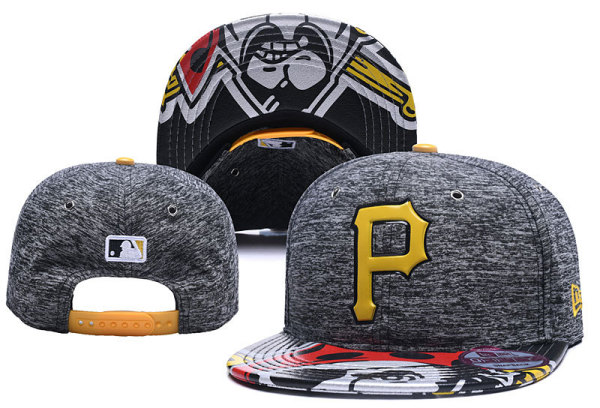 MLB Pittsburgh Pirates Black Snapback Hats--YD