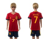 2016 Soccer Spain #7 Morata Home Kids Jersey