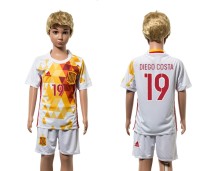2016 Soccer Spain #19 Diego Costa Away Kids Jersey