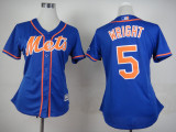 Women MLB New York mets #5 Wright Blue Jersey